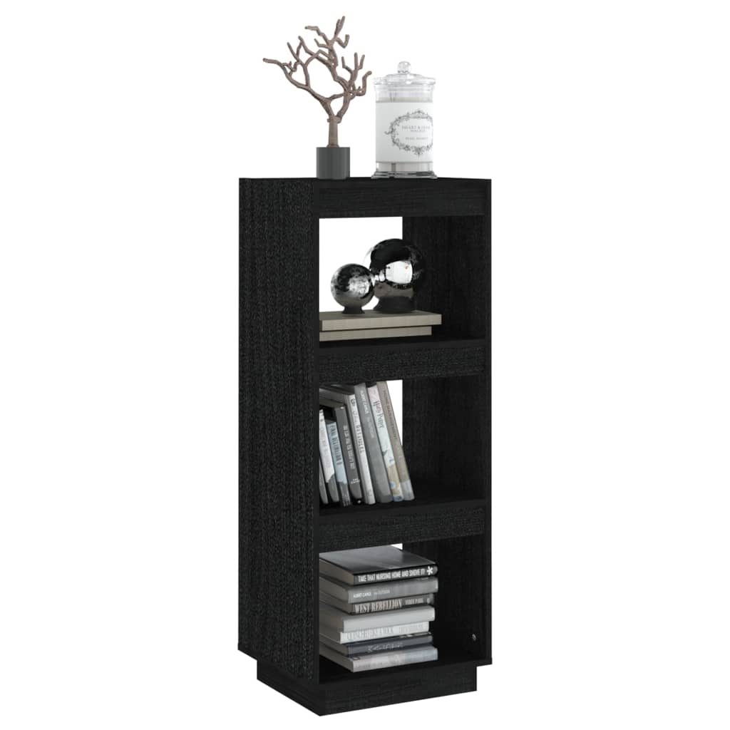 Book Cabinet/Standing Shelves Black Solid Pinewood