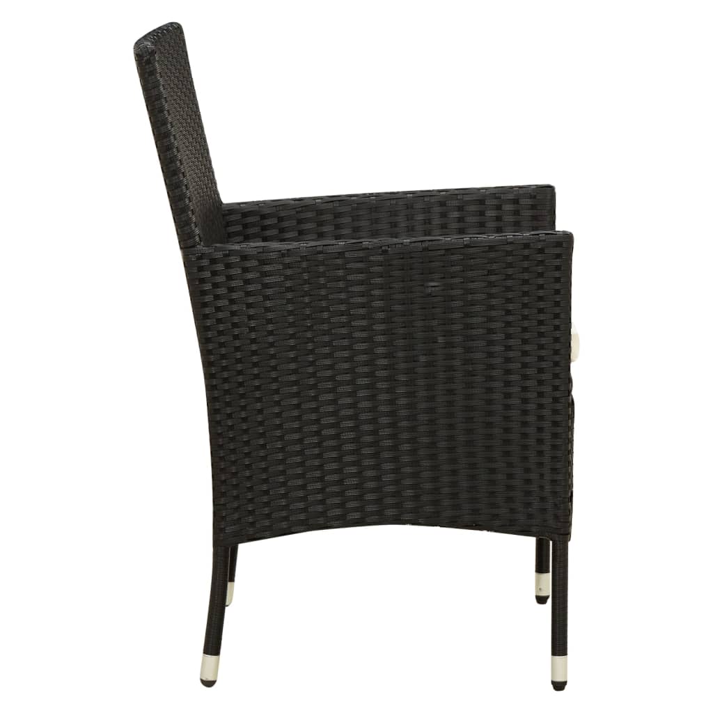 Rattan Noir Alfresco Elegance: 5-Piece Outdoor Dining Set with Cushions