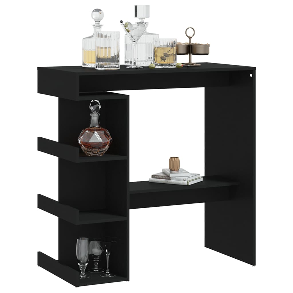 Bar Table With 3 Storage Rack Black Chipboard