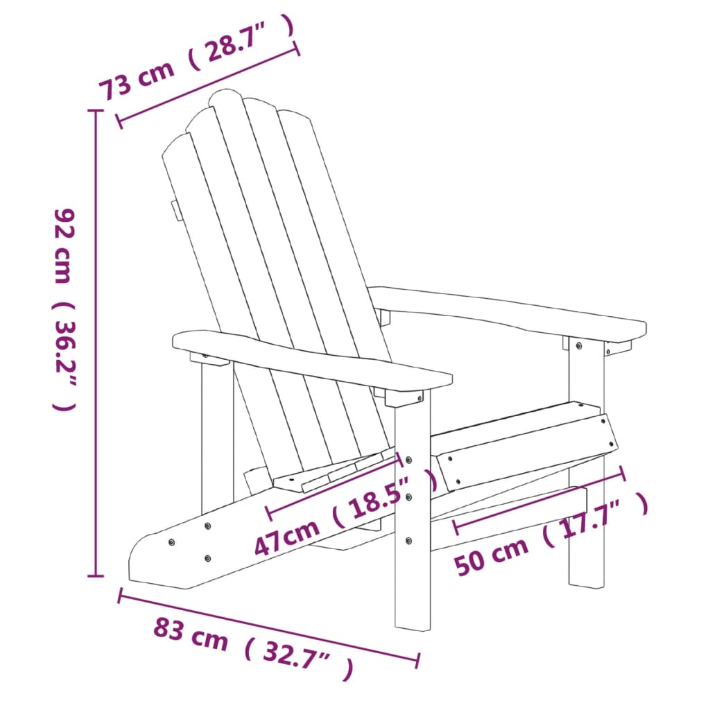 Garden Adirondack Chairs 2 pcs HDPE White