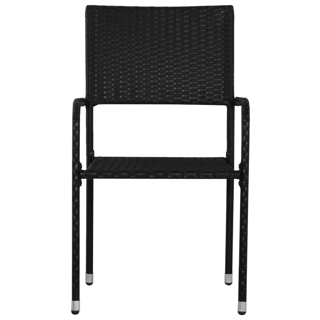 Garden Dining Chairs 4 pcs Stackable Black - Poly Rattan