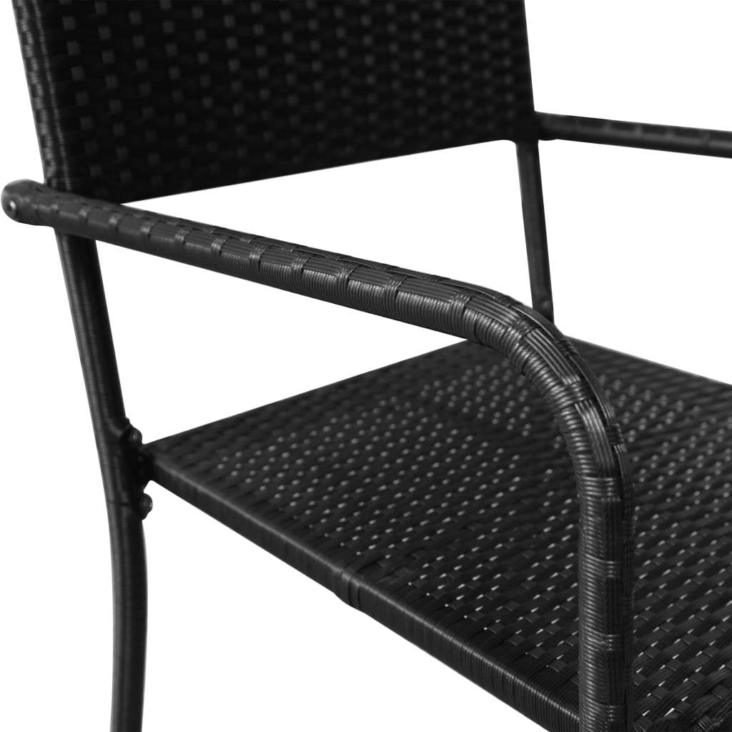 Garden Dining Chairs 4 pcs Stackable Black - Poly Rattan