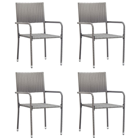 Stylish Garden Dining Chairs 4 pcs Stackable Grey Poly Rattan