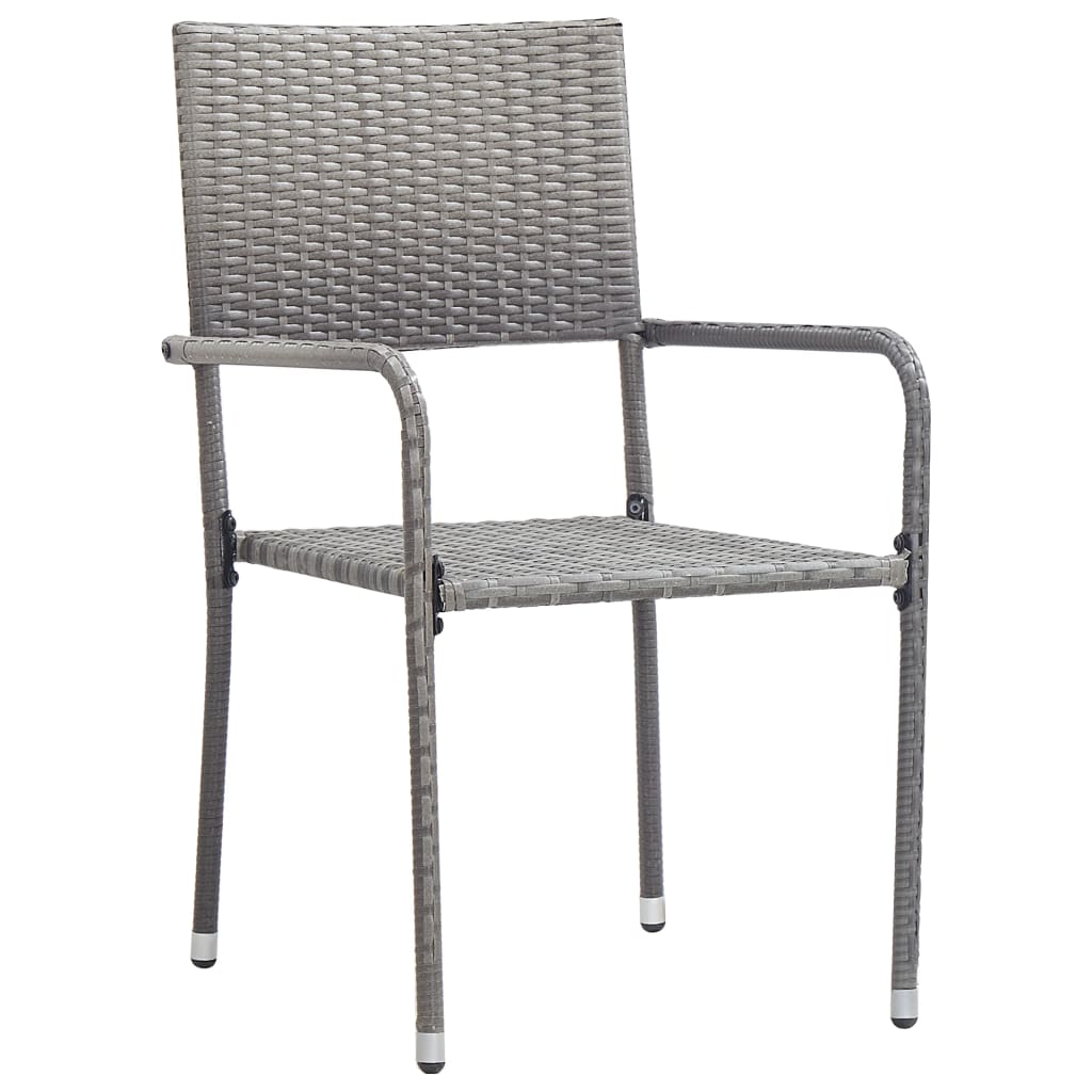 Stylish Garden Dining Chairs 4 pcs Stackable Grey Poly Rattan