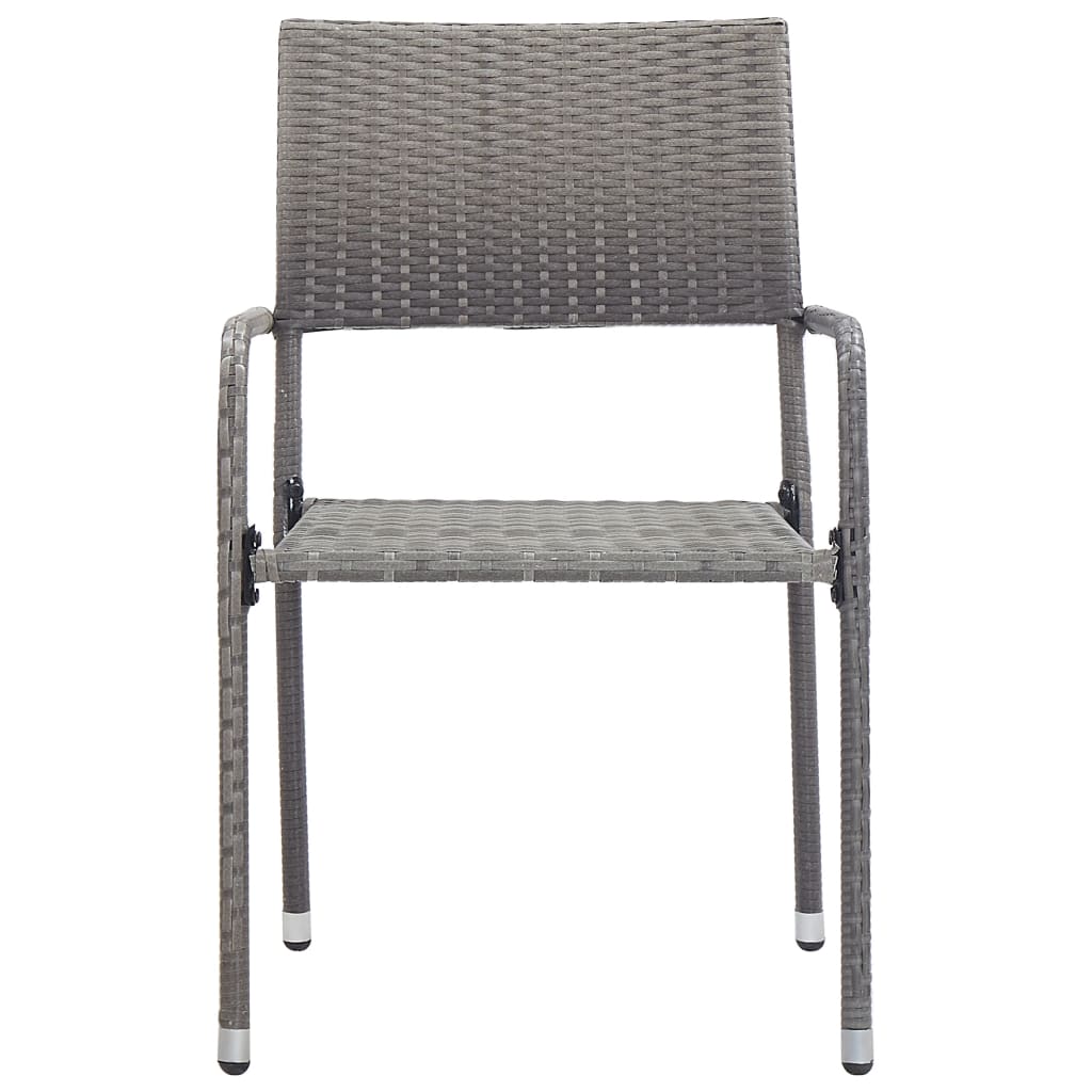 Stylish Garden Dining Chairs 4 pcs Stackable Grey Poly Rattan