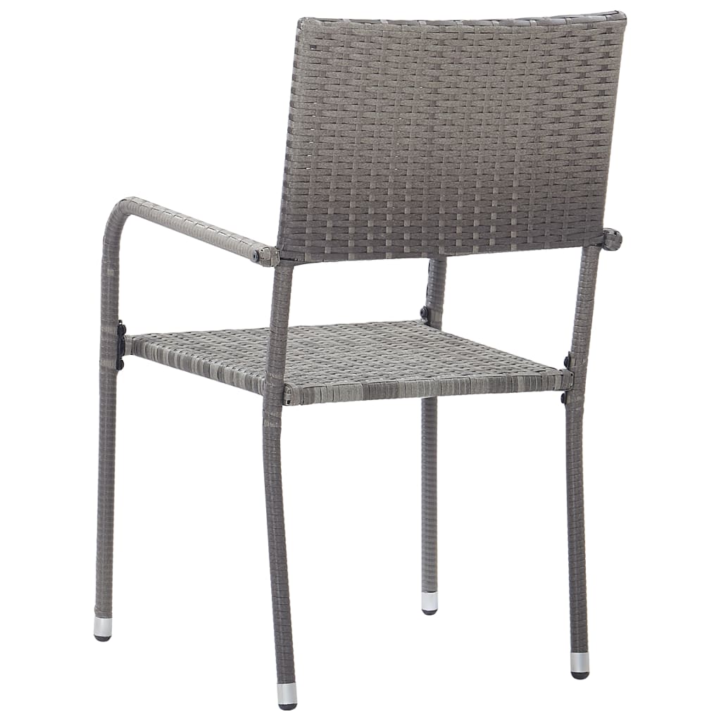 Stylish Garden Dining Chairs 4 pcs Stackable Grey Poly Rattan