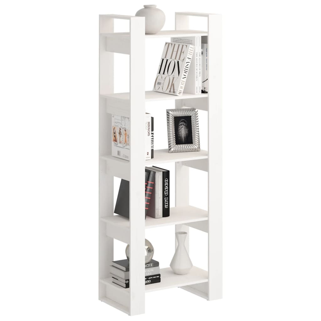 Book Cabinet/Room Divider White Solid Wood