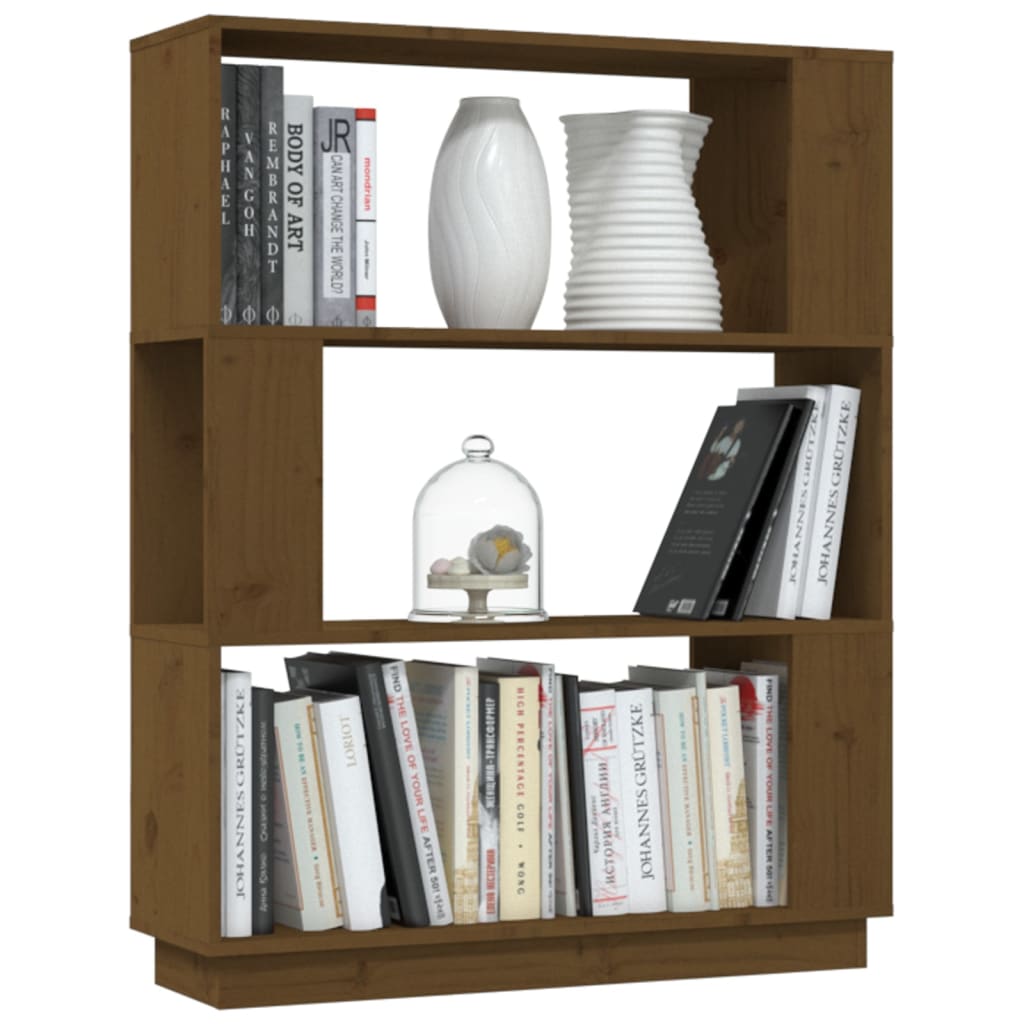 Book Cabinet/Room Divider Honey Brown Wood Solid