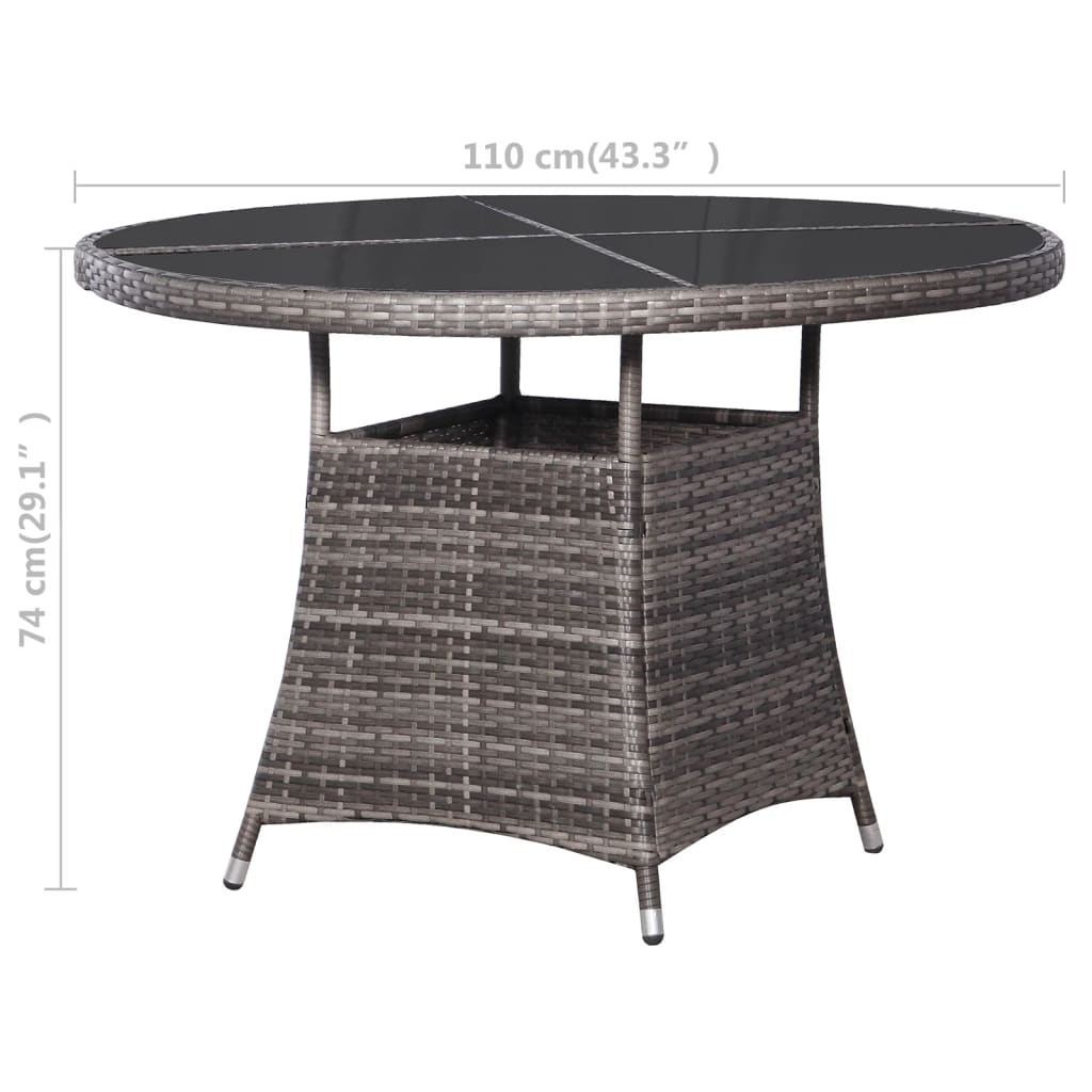 Garden Table Grey  Poly Rattan