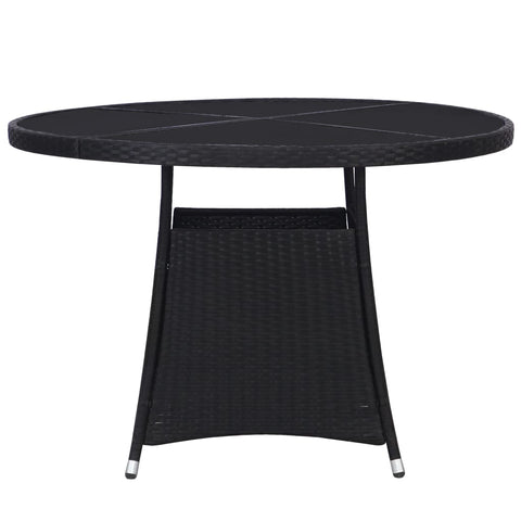 Garden Table Black Poly Rattan