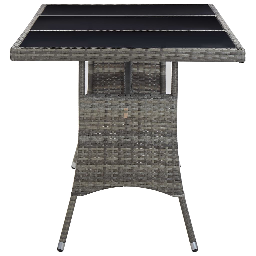 Garden Table Grey Poly Rattan