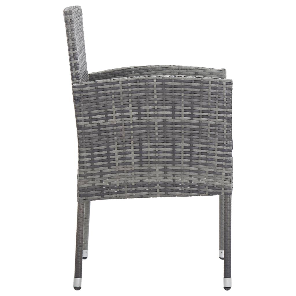 Garden Chairs with Dark Grey Cushions 2 pcs Grey Poly Rattan