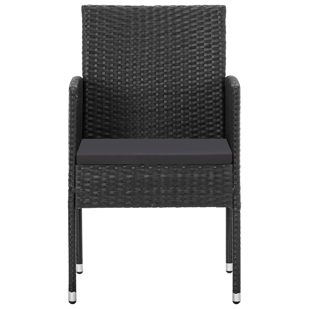 Garden Chairs with Black Cushions 2 pcs Black Poly Rattan