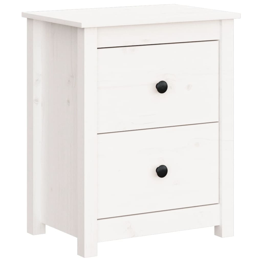 Bedside Cabinet White Solid Wood Pine