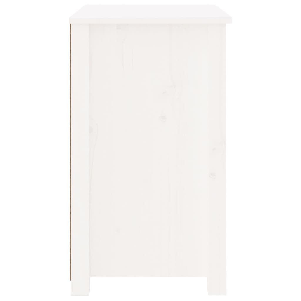 Bedside Cabinet White Solid Wood Pine