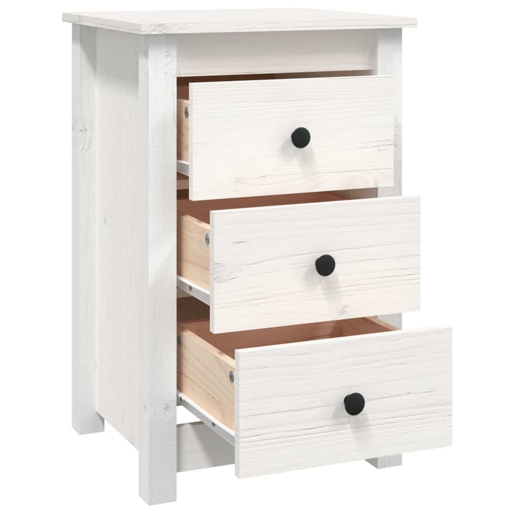 Bedside Cabinets 2 pcs White Solid Wood Pine