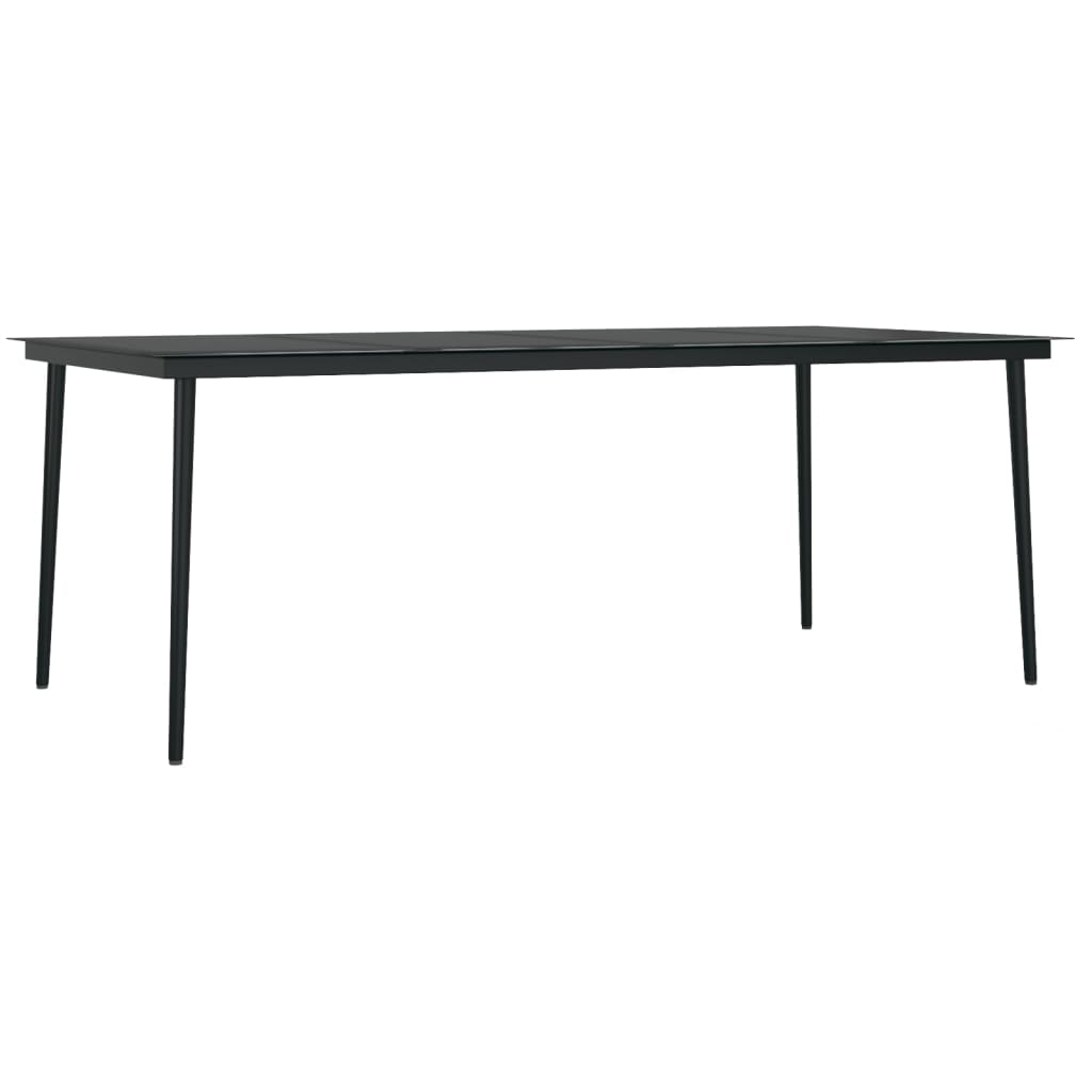 Garden Dining Table Black Steel and Glass