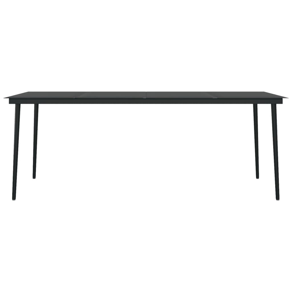 Garden Dining Table Black Steel and Glass