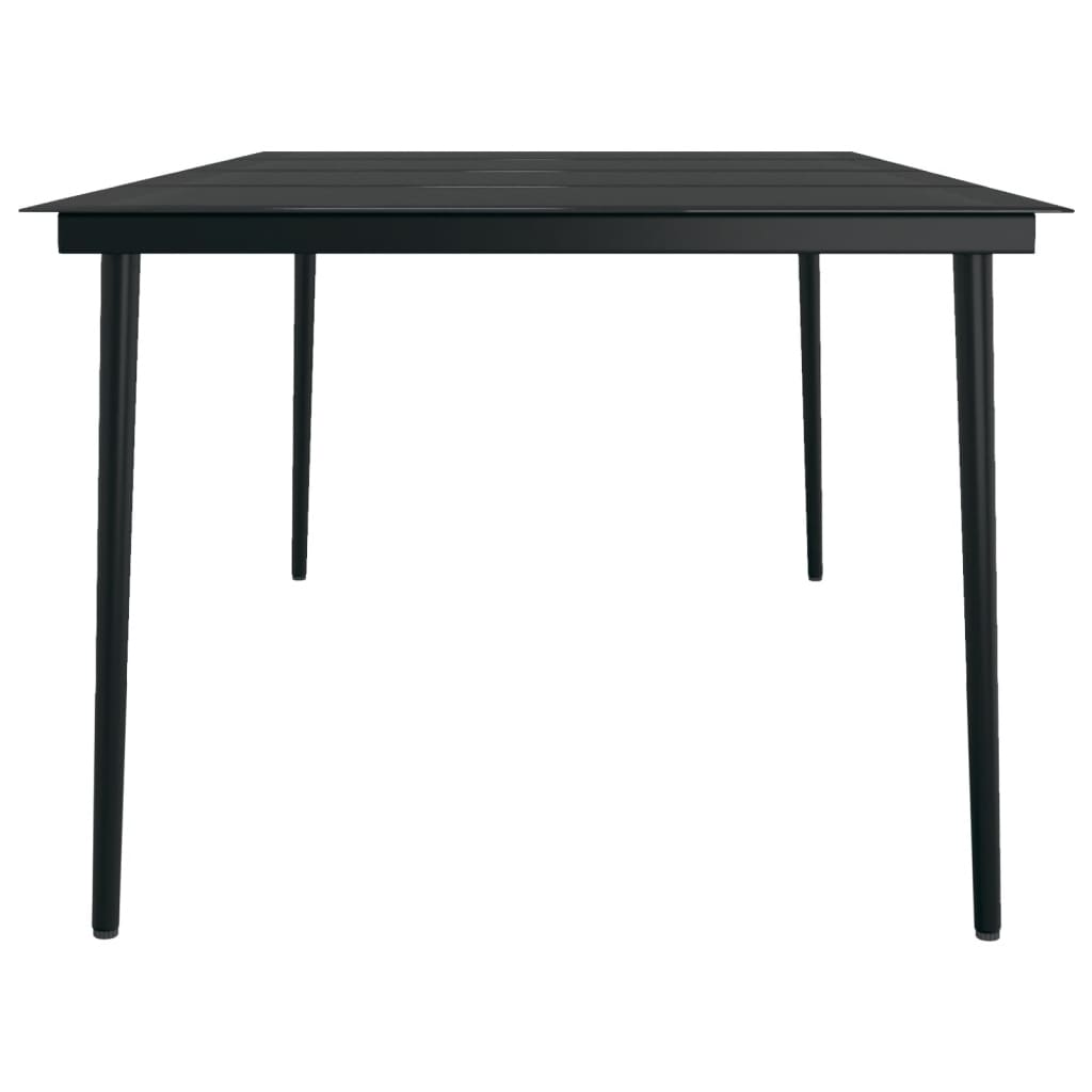 Garden Dining Table Black Steel and Glass