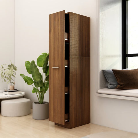 Apothecary Cabinet Brown Oak Engineered Wood