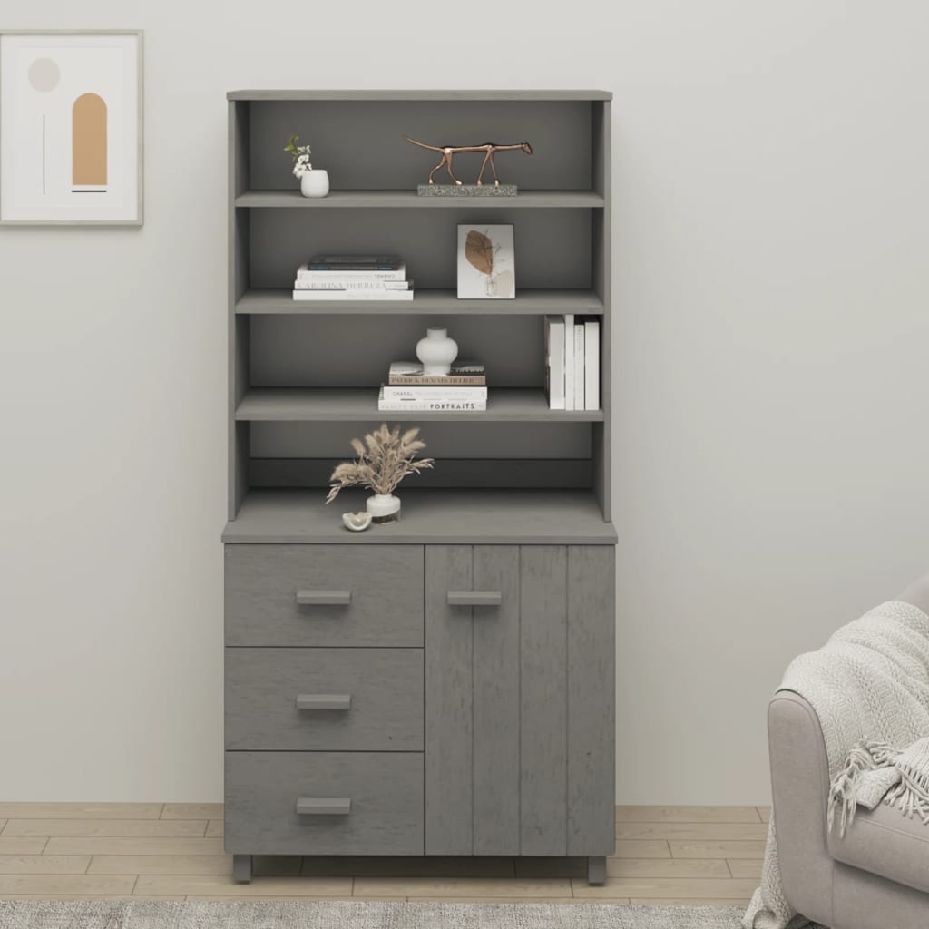 Highboard "HAMAR" Solid Wood Pine Light Grey