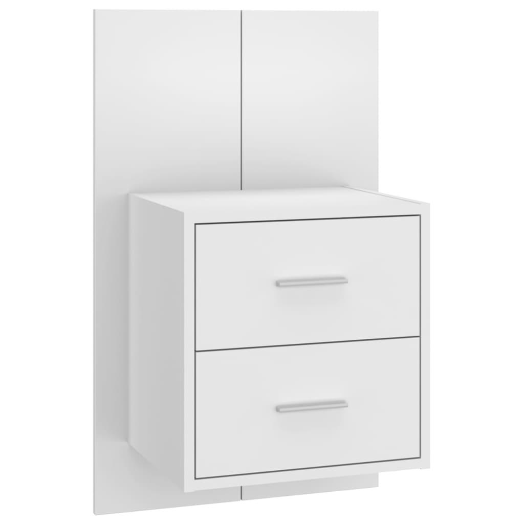 Wall Bedside Cabinet White High Gloss Engineered Wood