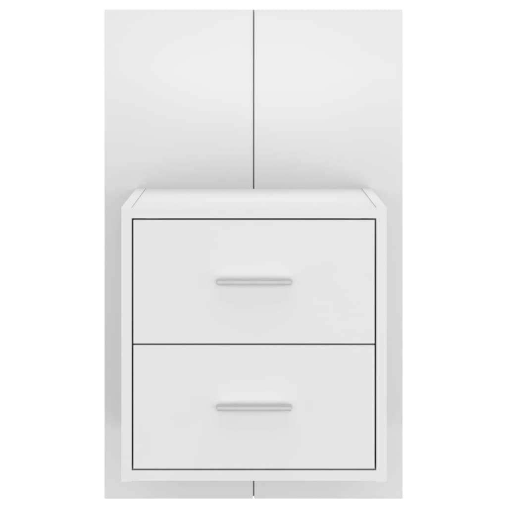 Wall Bedside Cabinet White High Gloss Engineered Wood