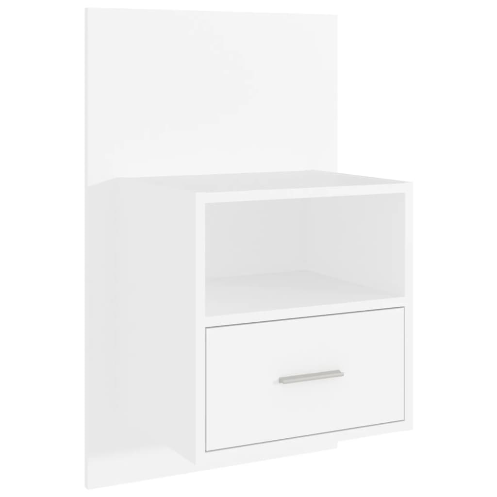 Wall Bedside Cabinet White Engineered Wood