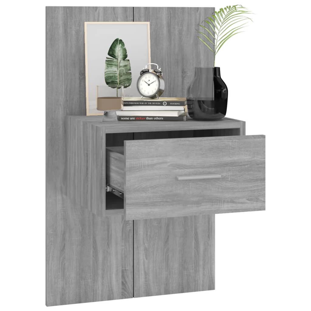 Wall Bedside Cabinet Grey Sonoma Engineered