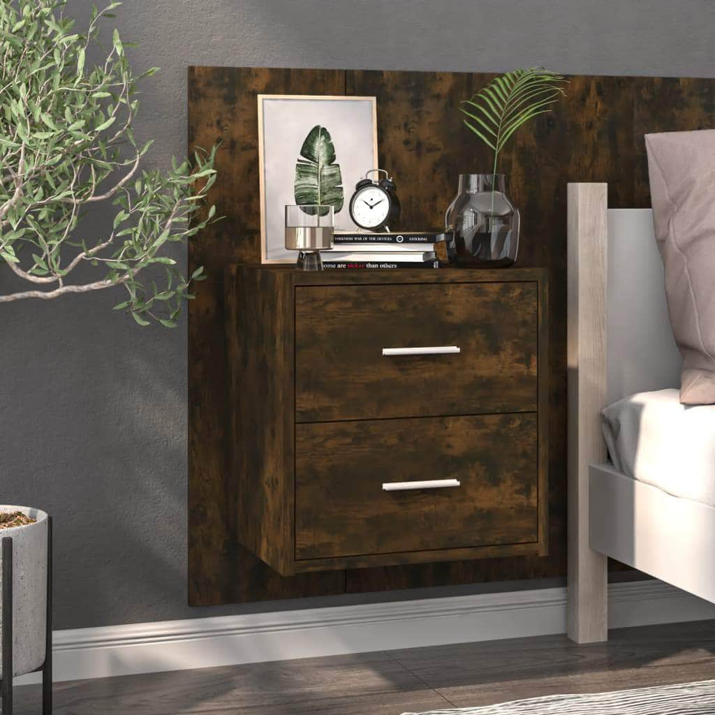 Wall Bedside Cabinets 2 pcs Smoked Oak Engineered Wood