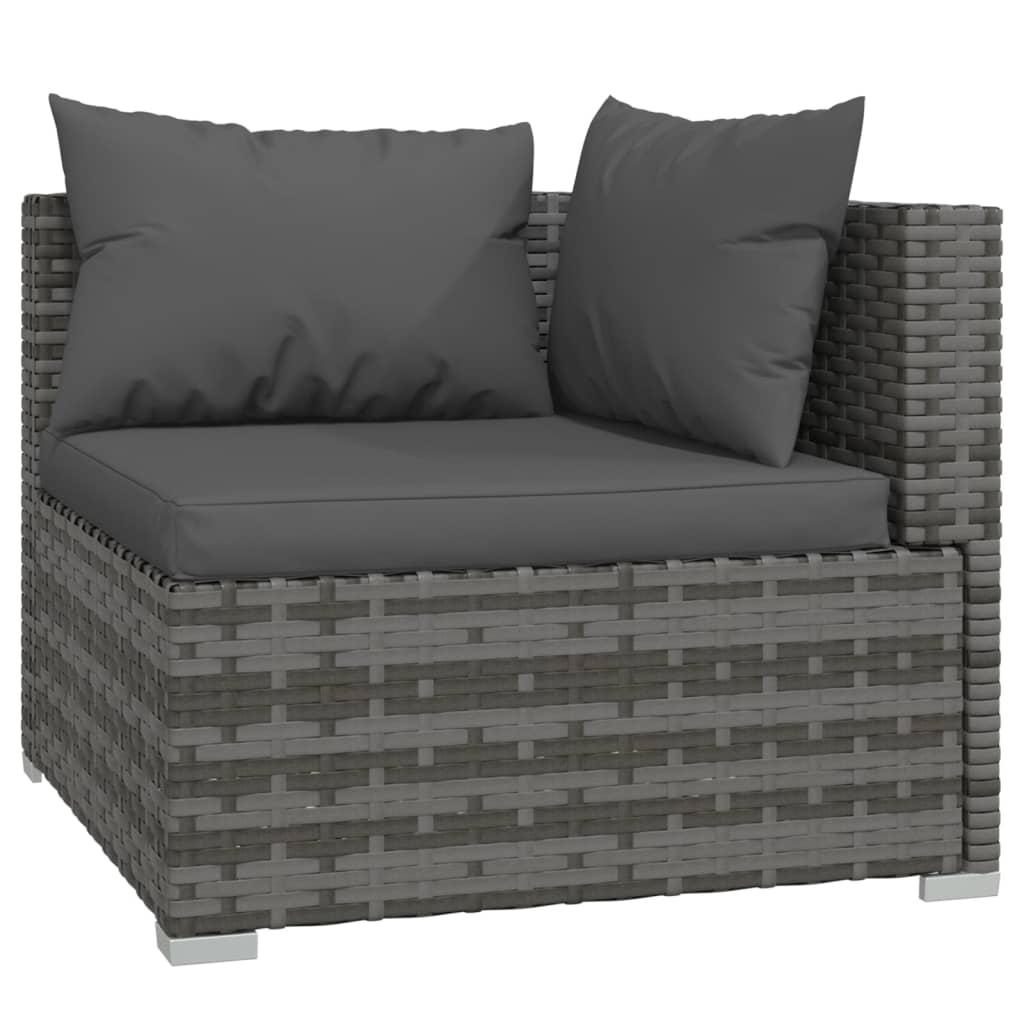 Coastal Comfort: 5-Piece Grey Poly Rattan Garden Lounge Set with Cushions