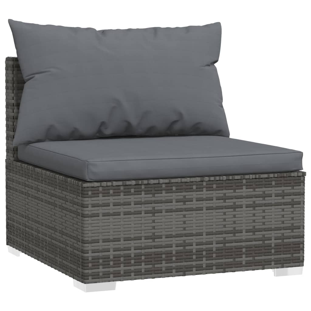 Grey Rattan Oasis: 5-Piece Garden Lounge Set with Plush Cushions