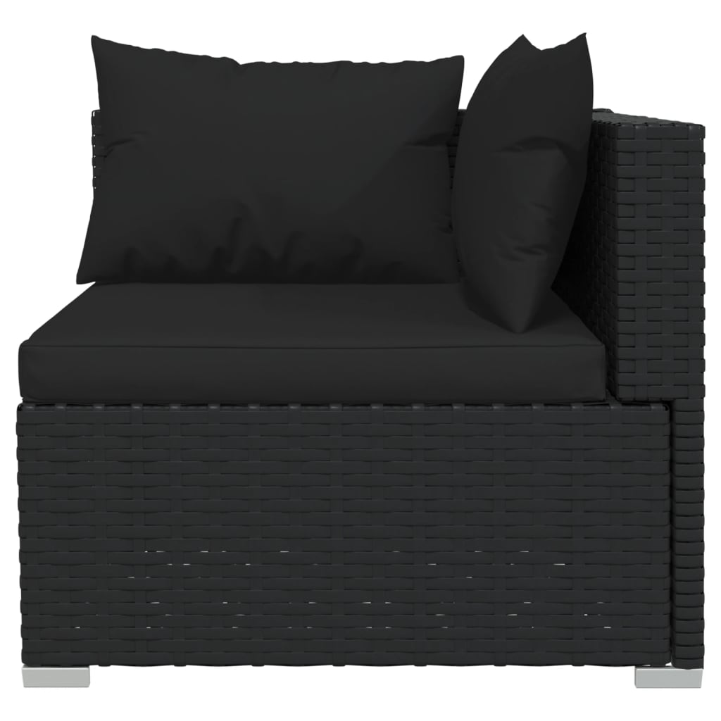 Rattan Noir Comfort Oasis: 7-Piece Garden Lounge Set in Black with Plush Cushions