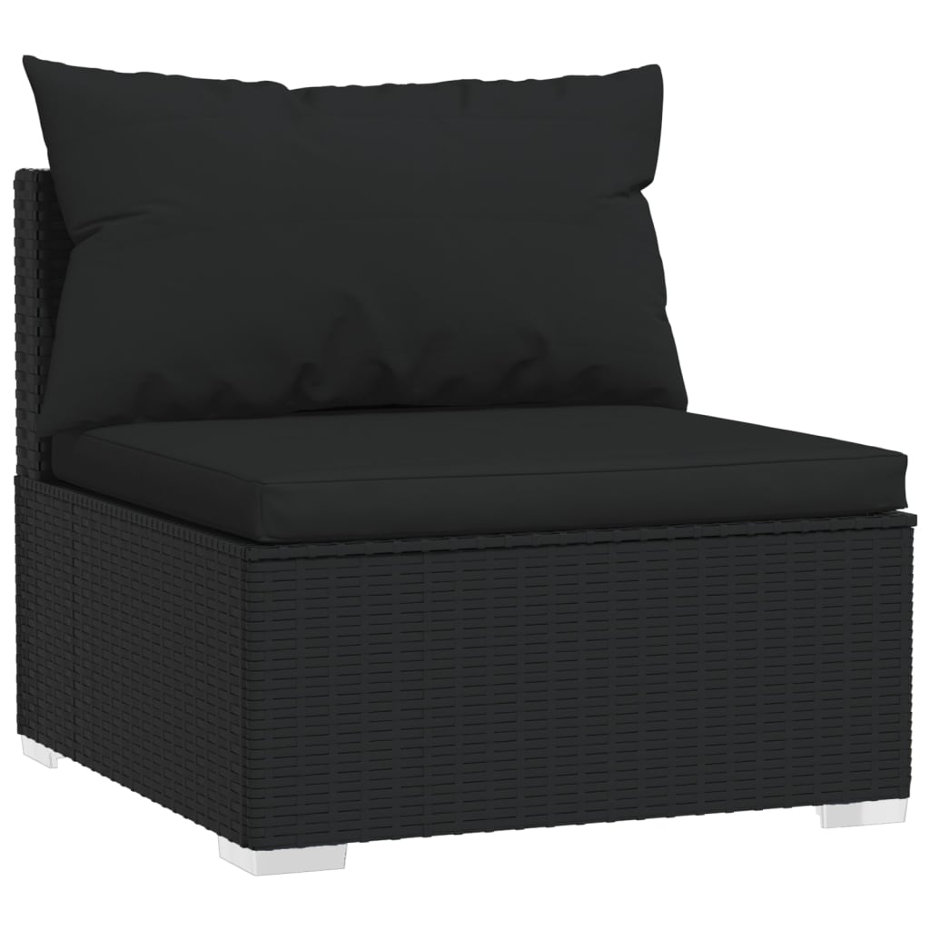 Rattan Noir Comfort Oasis: 7-Piece Garden Lounge Set in Black with Plush Cushions