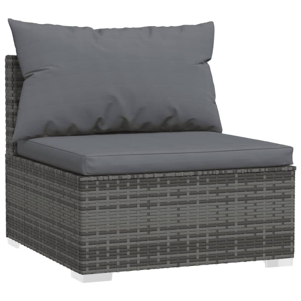 Grey Rattan : 8 Piece Garden Lounge Set with Plush Cushions