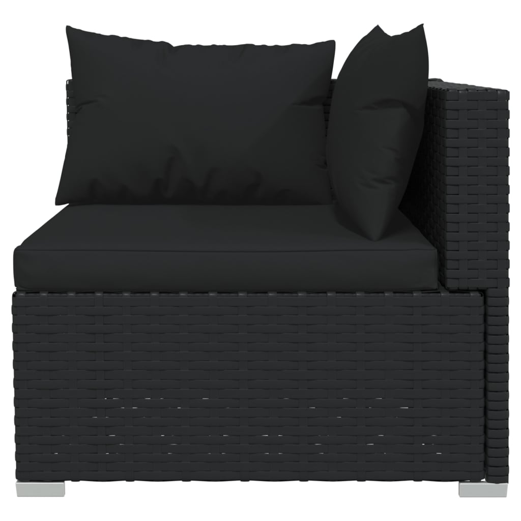 Noir Rattan Paradise: 7-Piece Garden Lounge Set in Black with Plush Cushions