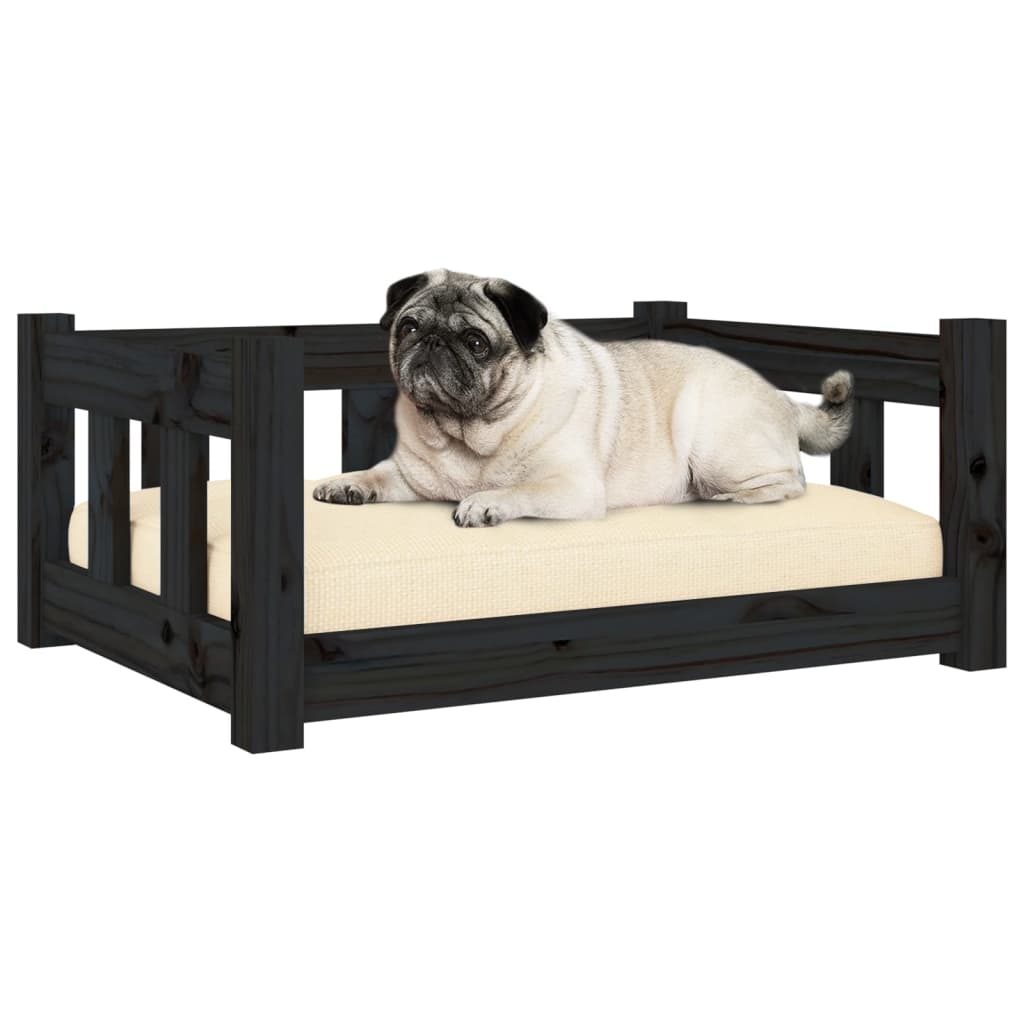 Dog Bed Black Solid Wood Pine