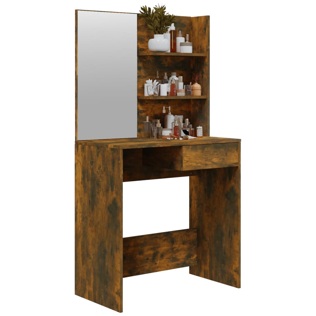 Dressing Table with Mirror Smoked Oak