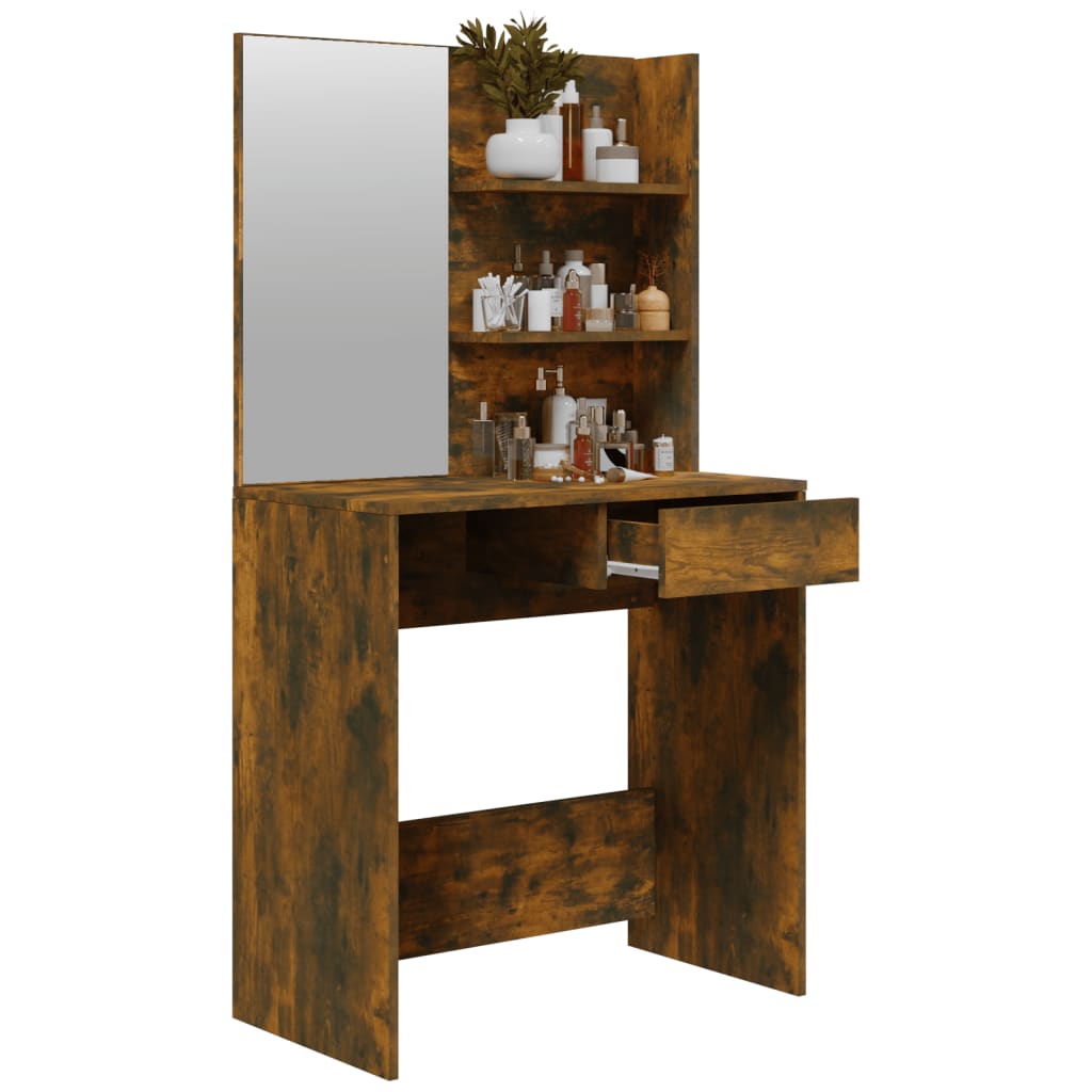 Dressing Table with Mirror Smoked Oak