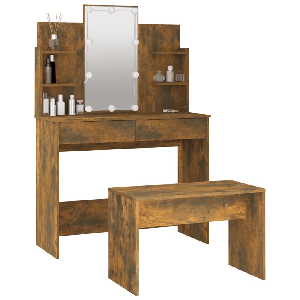 Dressing Table Set with LED Wood