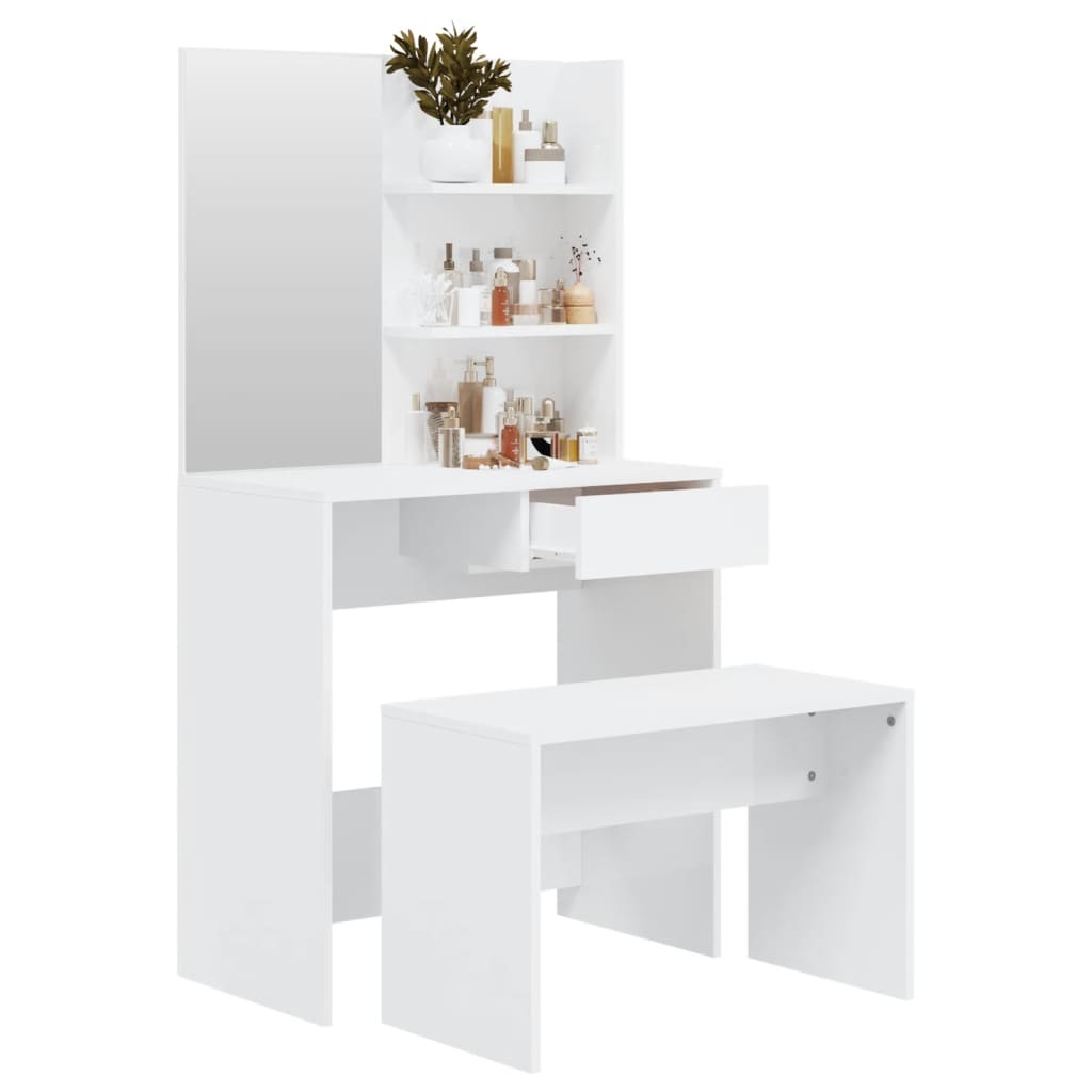 Dressing Table Set High Gloss, White