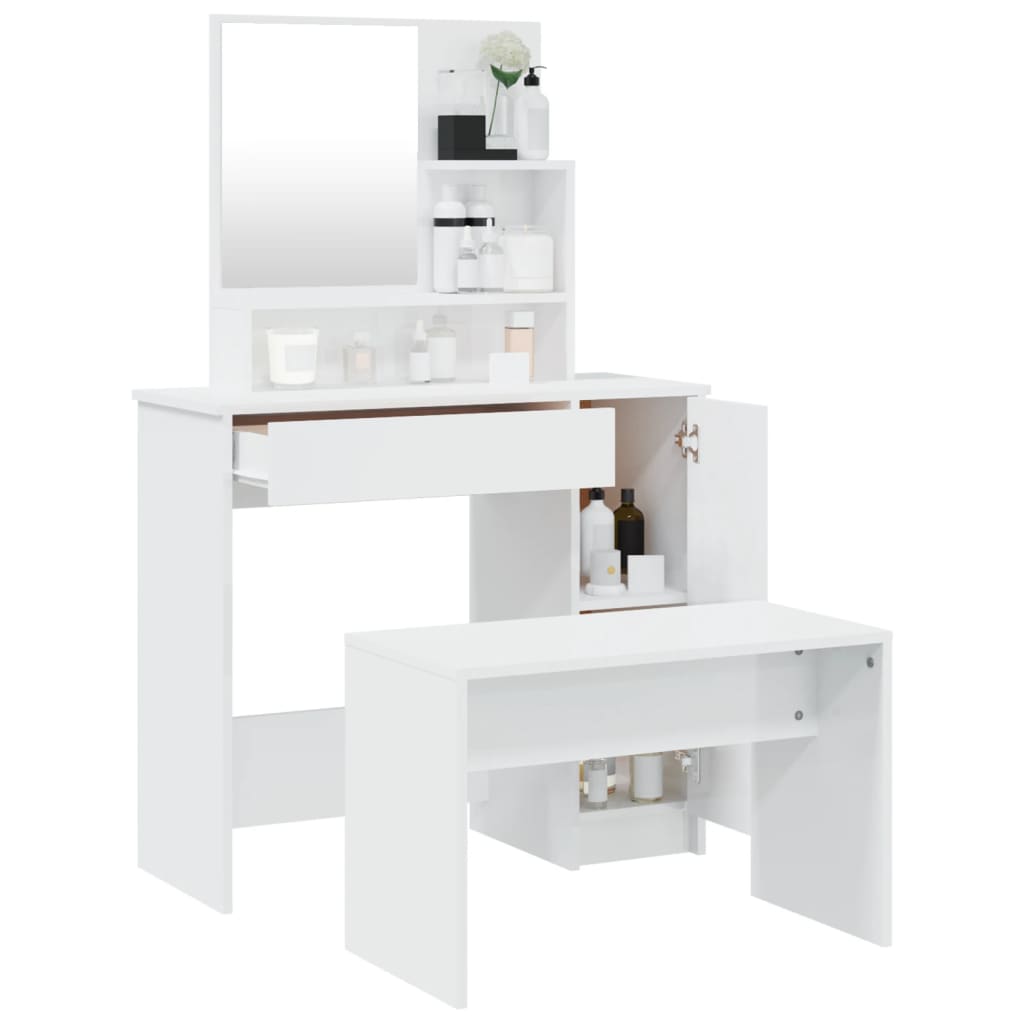 Dressing Table Set High Gloss White