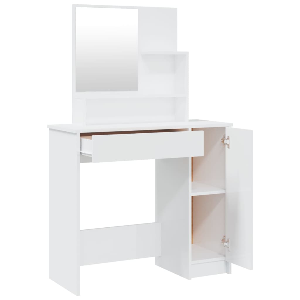 Dressing Table Set High Gloss White