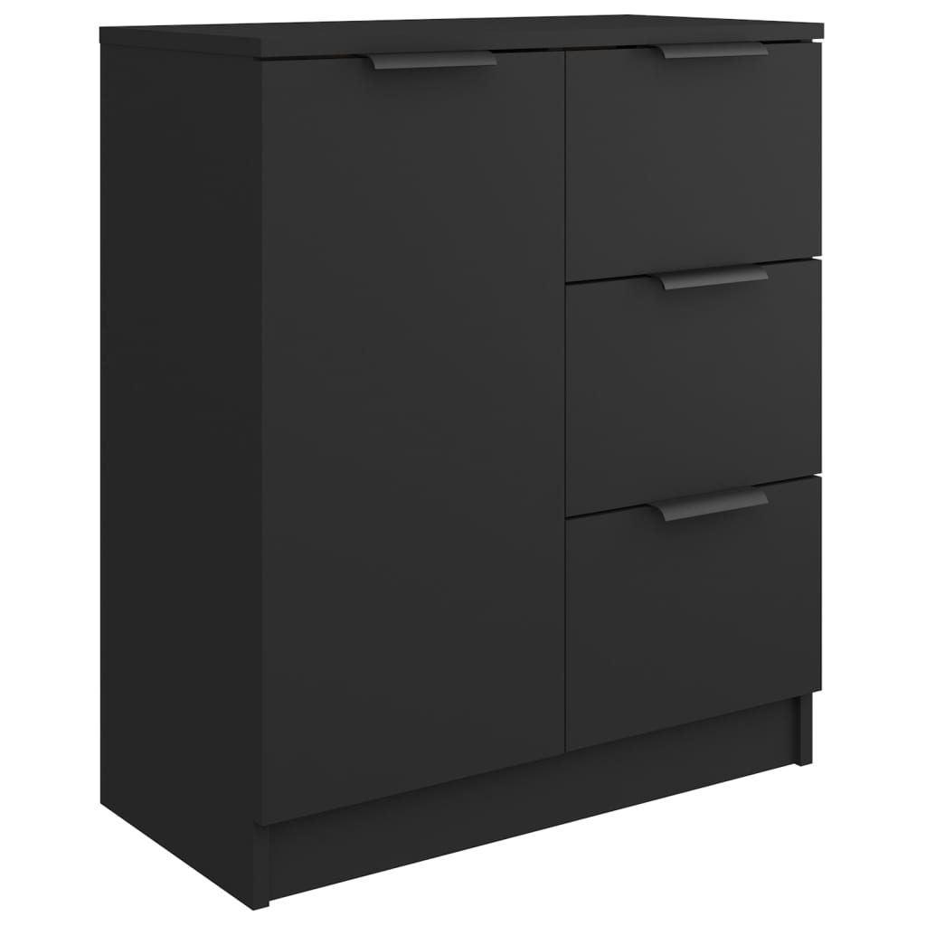 Sideboards 2 pcs Black Engineered Wood