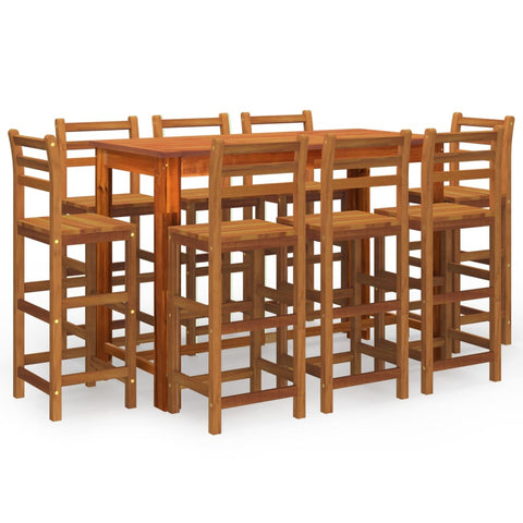 9 Piece Garden Bar Set Solid Wood Acacia