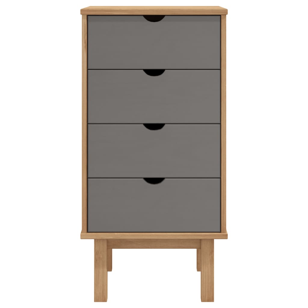 Stylish Drawer Cabinet OTTA Brown&Grey Solid Wood Pine