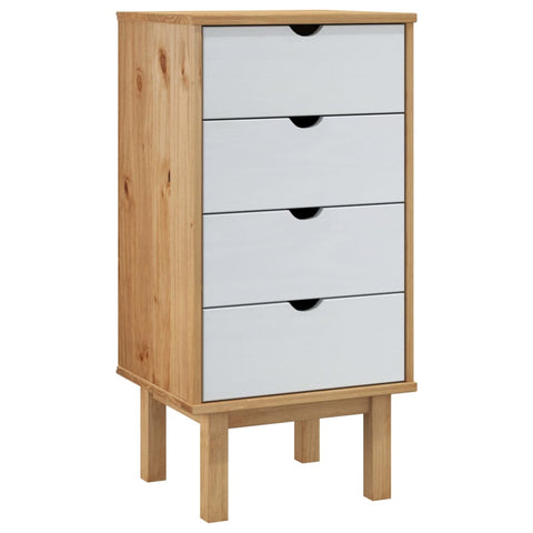 Modern Drawer Cabinet OTTA Brown&White Solid Wood Pine