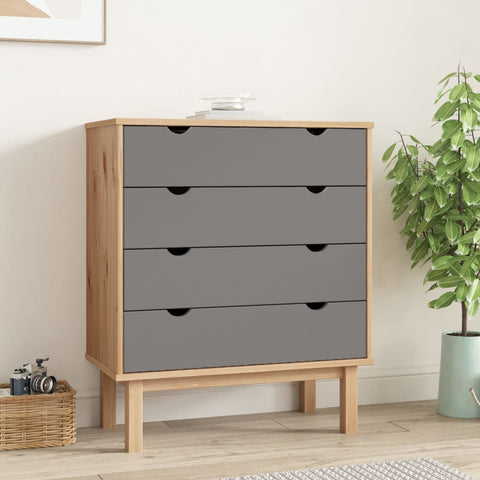 Drawer Cabinet OTTA Brown&Grey Solid Wood Pine