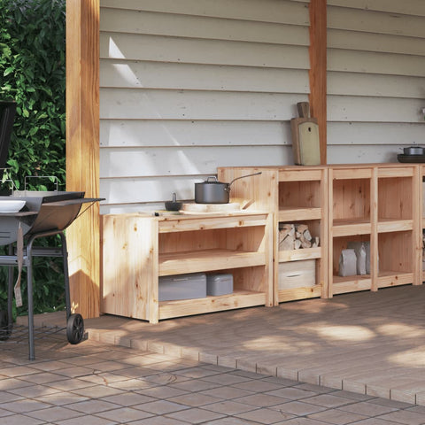 Outdoor Kitchen Cabinets 2 pcs Black Solid Wood Pine