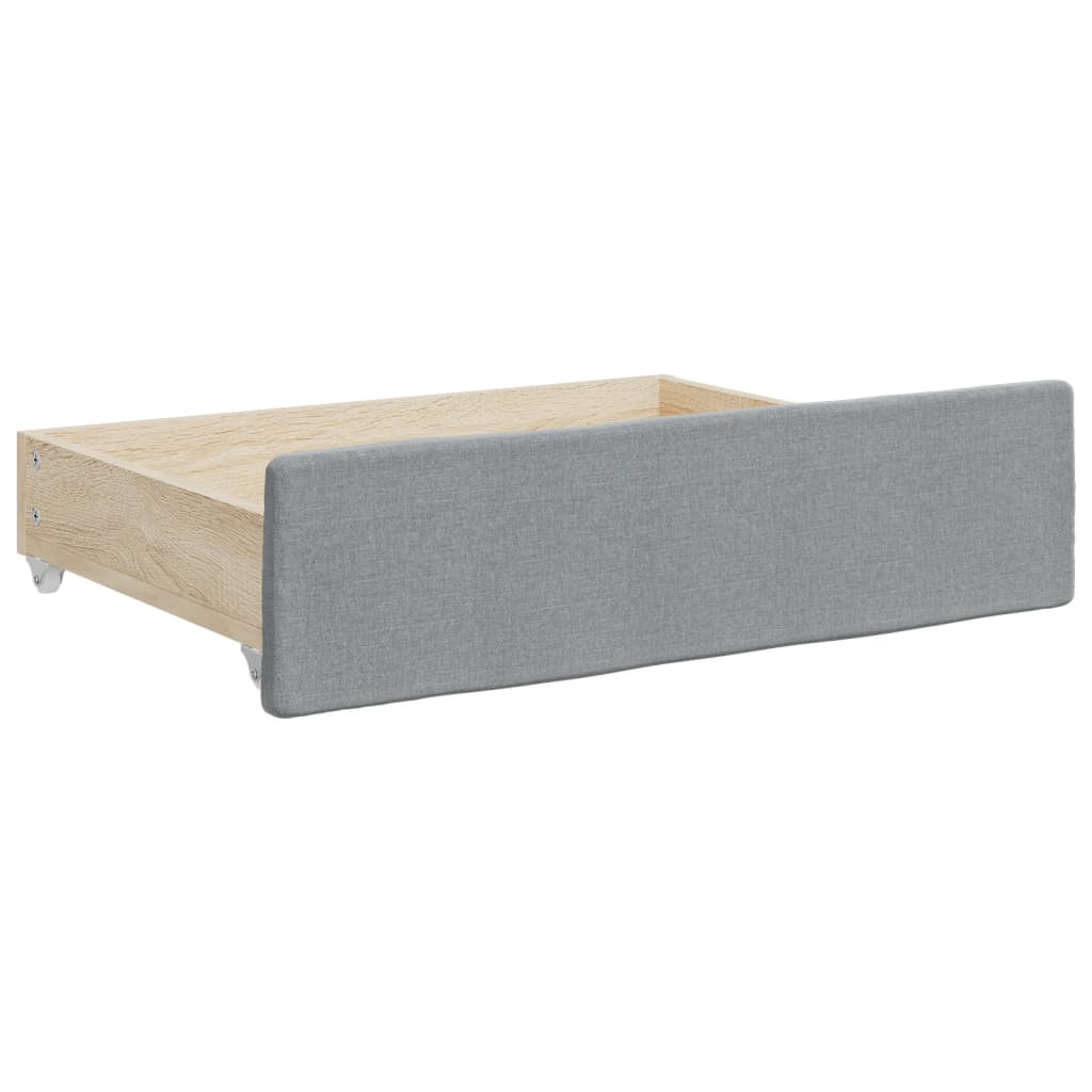 Bed Drawers 2 pcs Light Grey Engineered Wood and Fabric